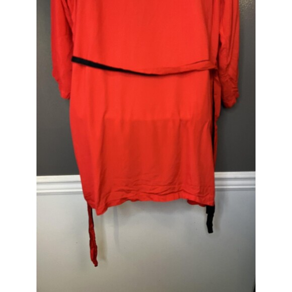 Plum Blossoms Robe Mens Large Red Kimono Belted Embroidered Contrast Trim - Picture 9 of 13